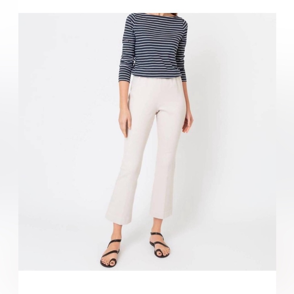 ANN MASHBURN Medium Faye White Flared Cropped Pull-on Twill Pants Orig $250